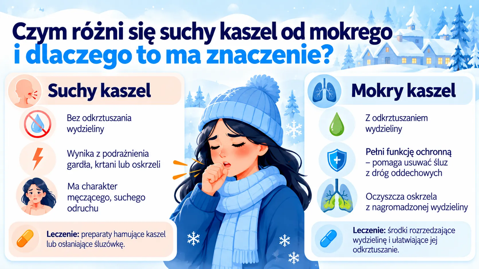 Czym różni się suchy kaszel od mokrego i dlaczego to ma znaczenie?