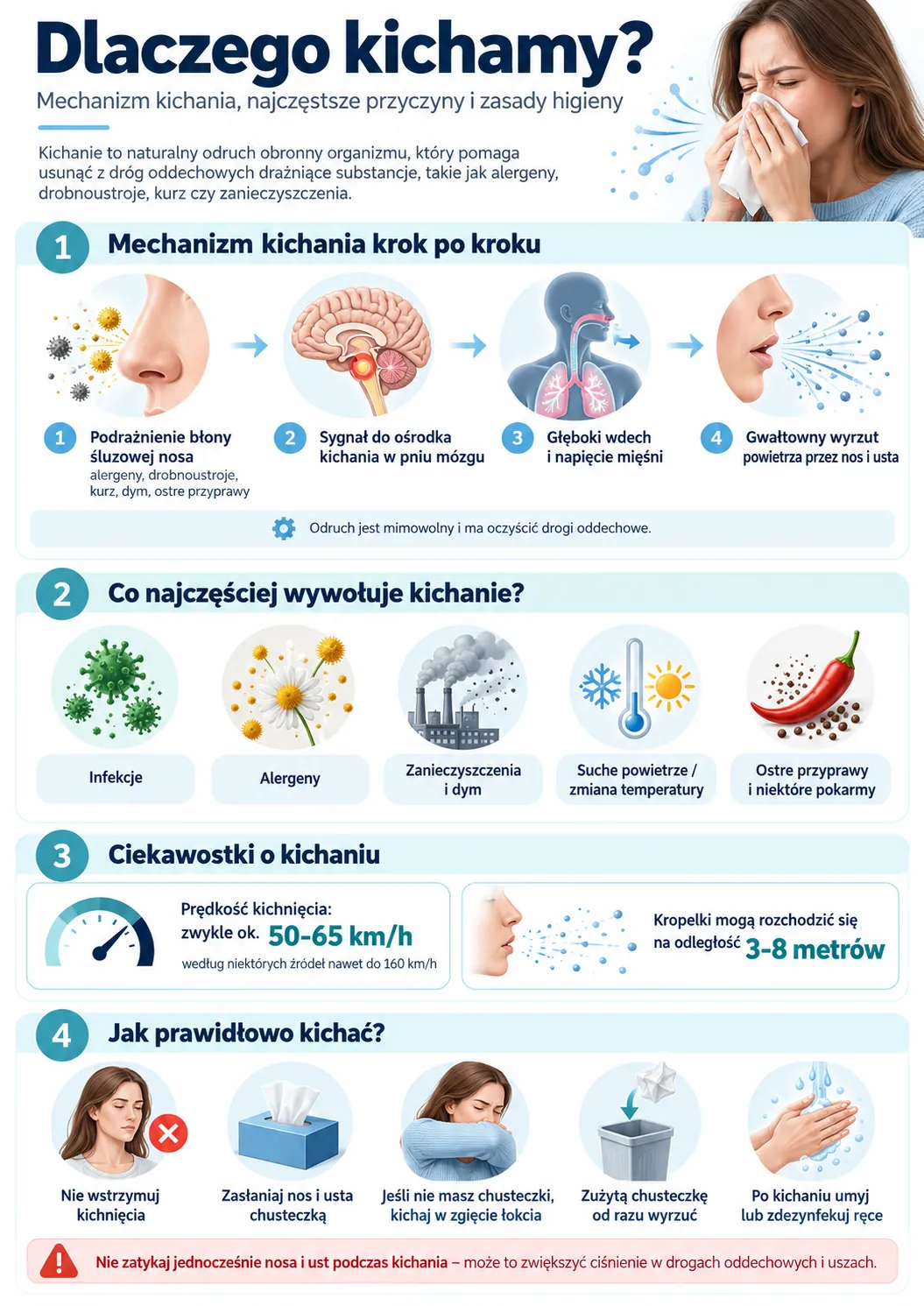 Dlaczego kichamy - mechanizm kichania, najczęstsze przyczyny i zasady prawidłowego kichania