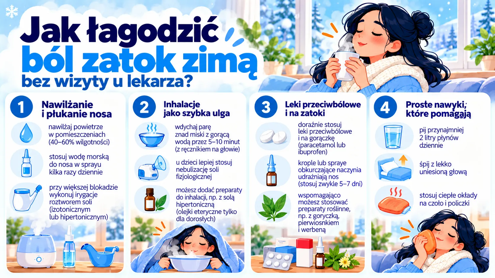 Jak łagodzić ból zatok zimą bez wizyty u lekarza?