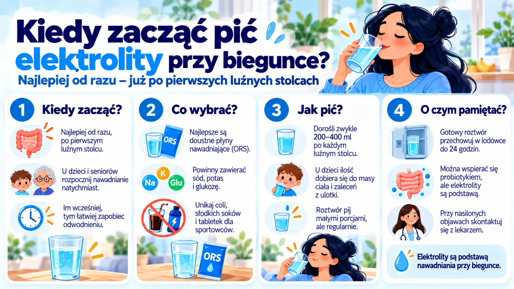 Kiedy zacząć pić elektrolity przy biegunce?