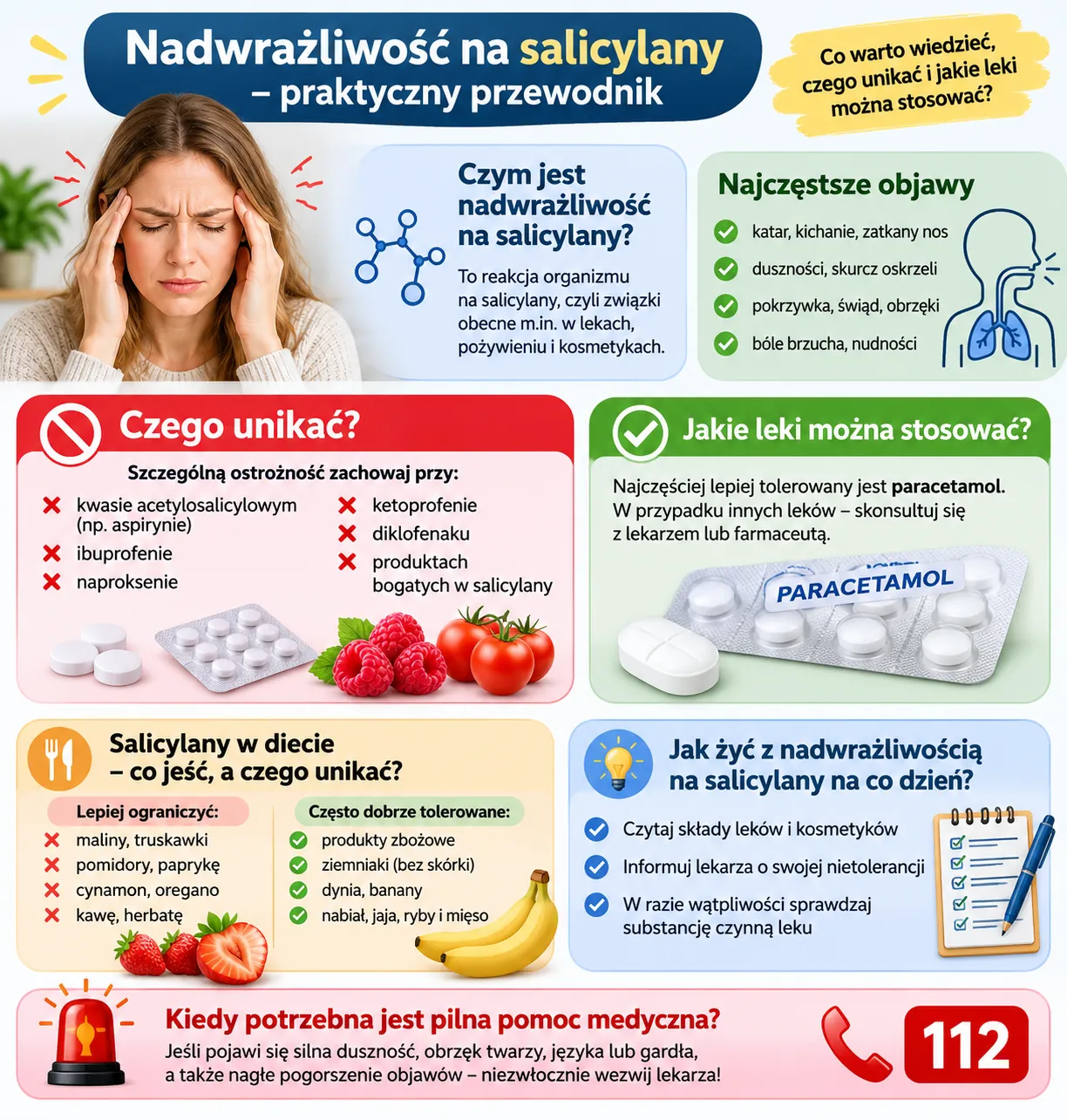 Nadwrażliwość na salicylany - objawy, leki i produkty, których należy unikać, oraz zasady bezpiecznego postępowania