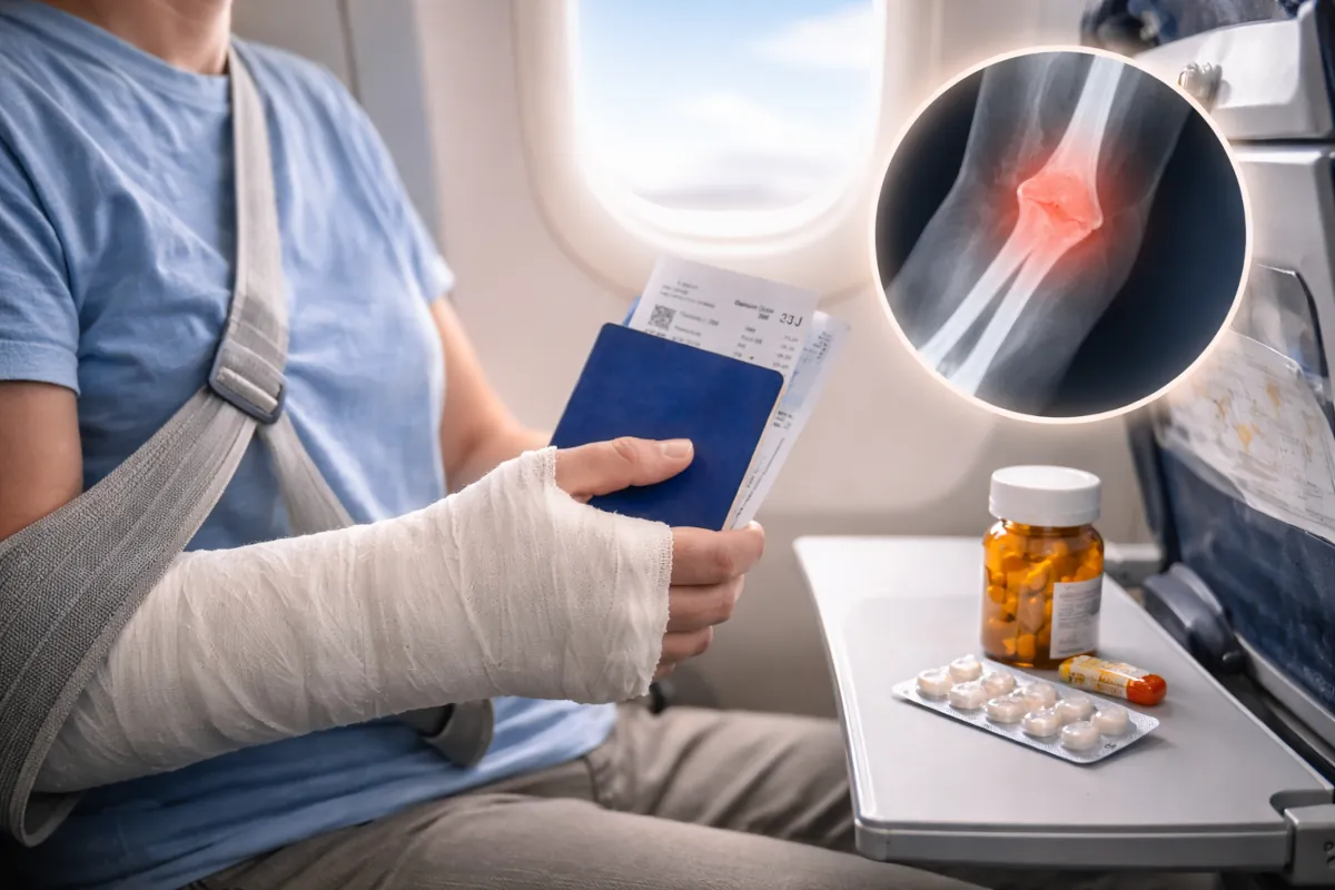 złamania i gips a lot samolotem
