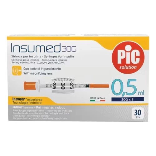 Pic Insumed PIC Insumed strzykawki insulinowe z powiększeniem 0,5ml 30g 8mm x 30 ...