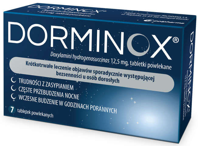 Dorminox 12,5mg, 7 tabletek na bezsenność - i-Apteka.pl